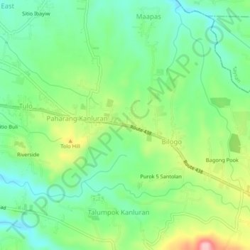 Paharang East topographic map, elevation, terrain
