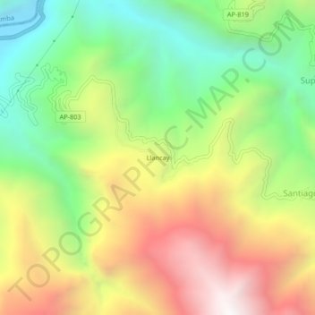 Llancay topographic map, elevation, terrain