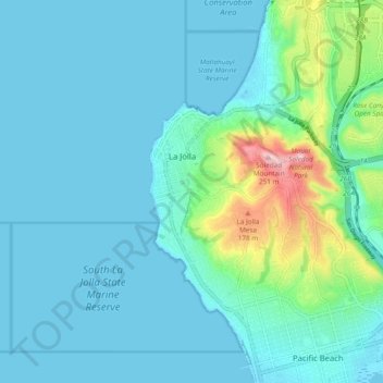 La Jolla topographic map, elevation, terrain
