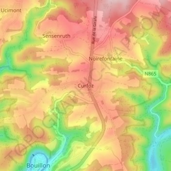 Curfoz topographic map, elevation, terrain