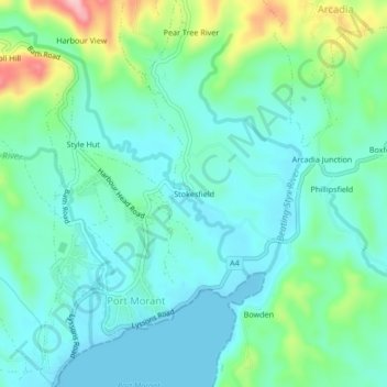Stokesfield topographic map, elevation, terrain