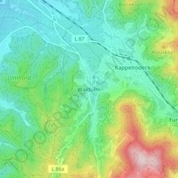 Waldulm topographic map, elevation, terrain