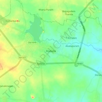 Kodada topographic map, elevation, terrain