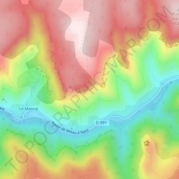 Trou de la Lune topographic map, elevation, terrain