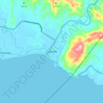 Tukuran topographic map, elevation, terrain