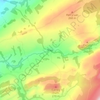 Trap topographic map, elevation, terrain