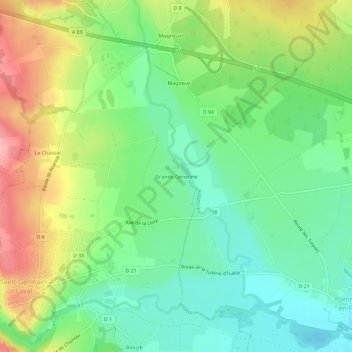 Grande Genetine topographic map, elevation, terrain
