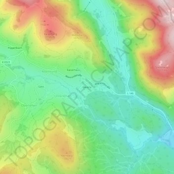 Weierle topographic map, elevation, terrain