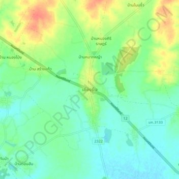 Chiang Yuen topographic map, elevation, terrain
