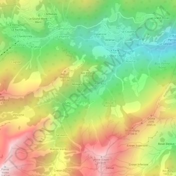 Montaz topographic map, elevation, terrain