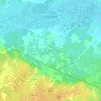Tourney topographic map, elevation, terrain