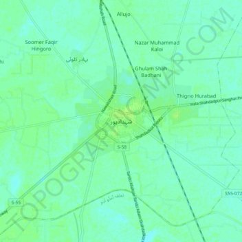 Shahdadpur topographic map, elevation, terrain