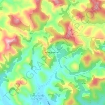 Recreio da Serra topographic map, elevation, terrain