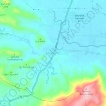 Rawaheng topographic map, elevation, terrain