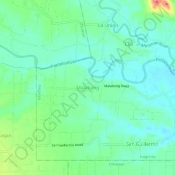Malabang topographic map, elevation, terrain