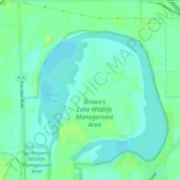 Browns Lake/IPS Wildlife Management Area topographic map, elevation, terrain