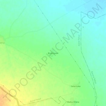 Brahmpuri topographic map, elevation, terrain
