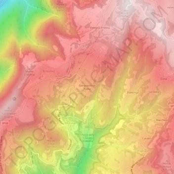 Gorgusello di Sopra topographic map, elevation, terrain