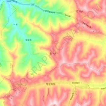 关卜乡 topographic map, elevation, terrain