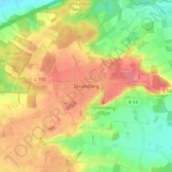 Stromberg topographic map, elevation, terrain