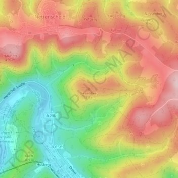 Biesenberg topographic map, elevation, terrain