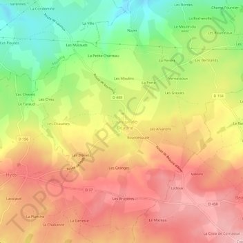 Les Chaniers topographic map, elevation, terrain