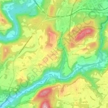 Ligurno topographic map, elevation, terrain