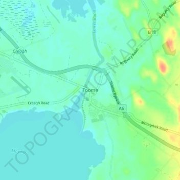Toome topographic map, elevation, terrain