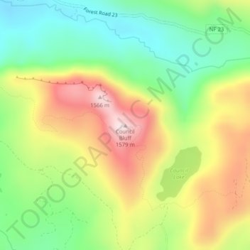 Council Bluff topographic map, elevation, terrain