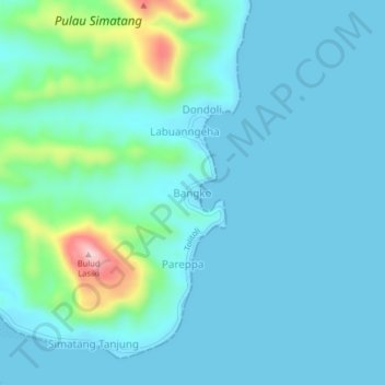 Bangko topographic map, elevation, terrain