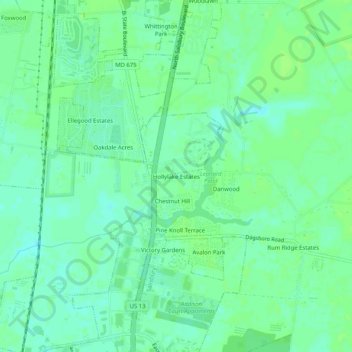 Hollylake Estates topographic map, elevation, terrain
