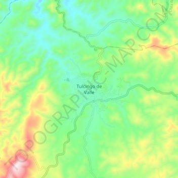 Tulcingo de Valle topographic map, elevation, terrain