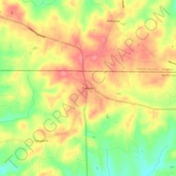 Coleville topographic map, elevation, terrain