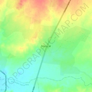 Mecocal topographic map, elevation, terrain