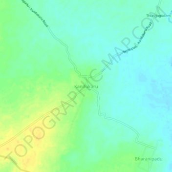 Kandukuru topographic map, elevation, terrain