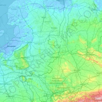 Twente topographic map, elevation, terrain