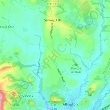 Dottery topographic map, elevation, terrain