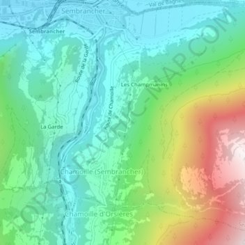 Eau-Rouge topographic map, elevation, terrain