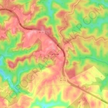 Pine Ridge topographic map, elevation, terrain