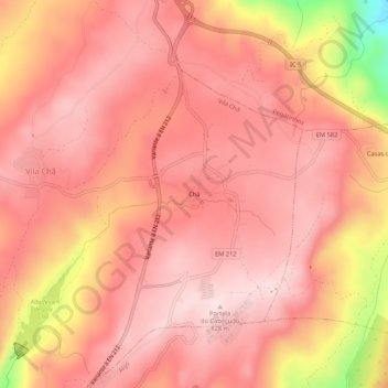 Chã topographic map, elevation, terrain