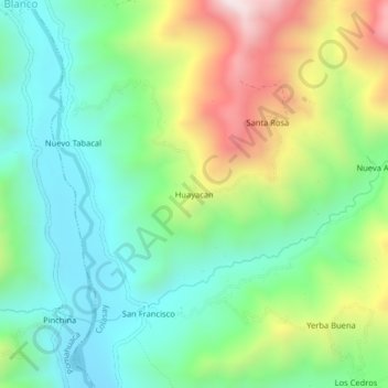 Huayacan topographic map, elevation, terrain