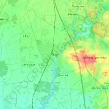 Tarp topographic map, elevation, terrain