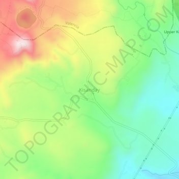 Kisanday topographic map, elevation, terrain