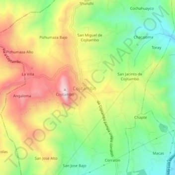 Cojitambo topographic map, elevation, terrain