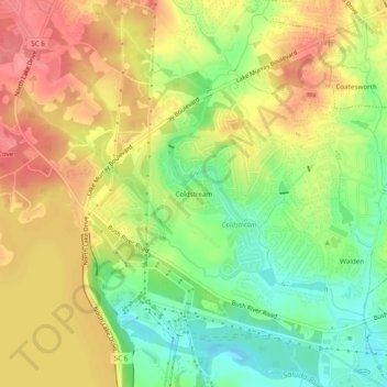 Coldstream topographic map, elevation, terrain