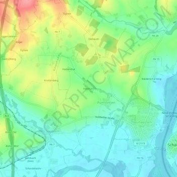 Holzham topographic map, elevation, terrain