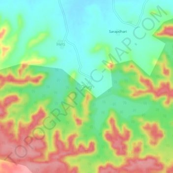 Drug topographic map, elevation, terrain