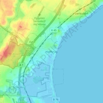 Haffkrug topographic map, elevation, terrain