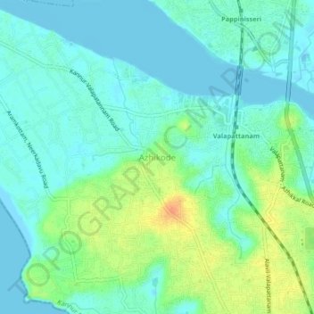 Azhikode topographic map, elevation, terrain