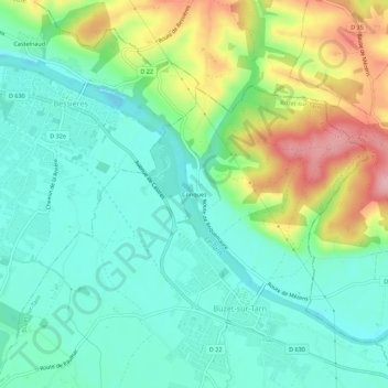 Conques topographic map, elevation, terrain